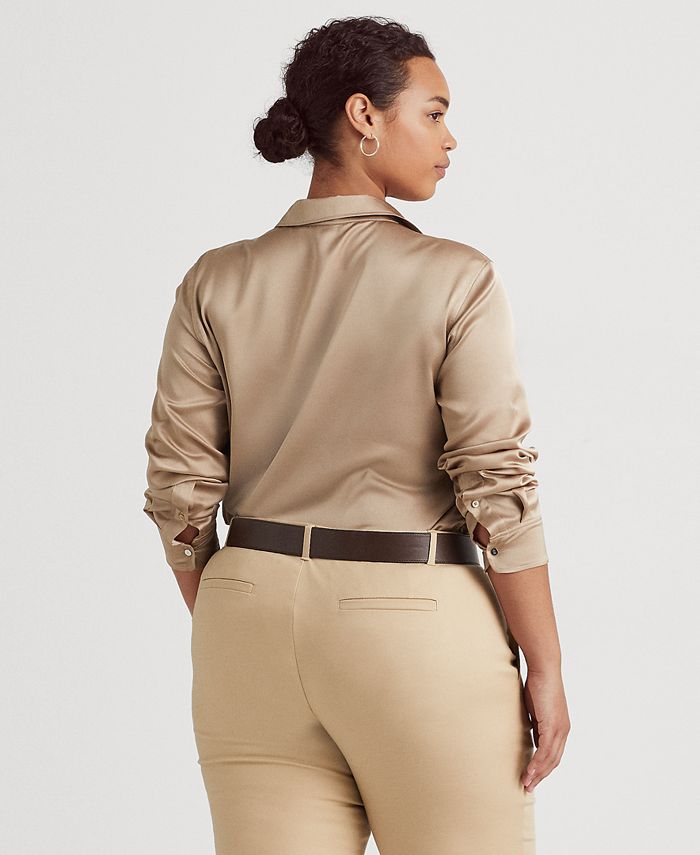 Lauren Ralph Lauren PlusSize Satin Charmeuse Shirt & Reviews Tops