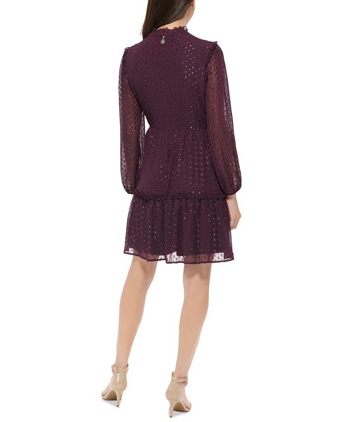 Tommy Hilfiger Women's Glitter Dot Chiffon Fit & Flare Dress Macy's