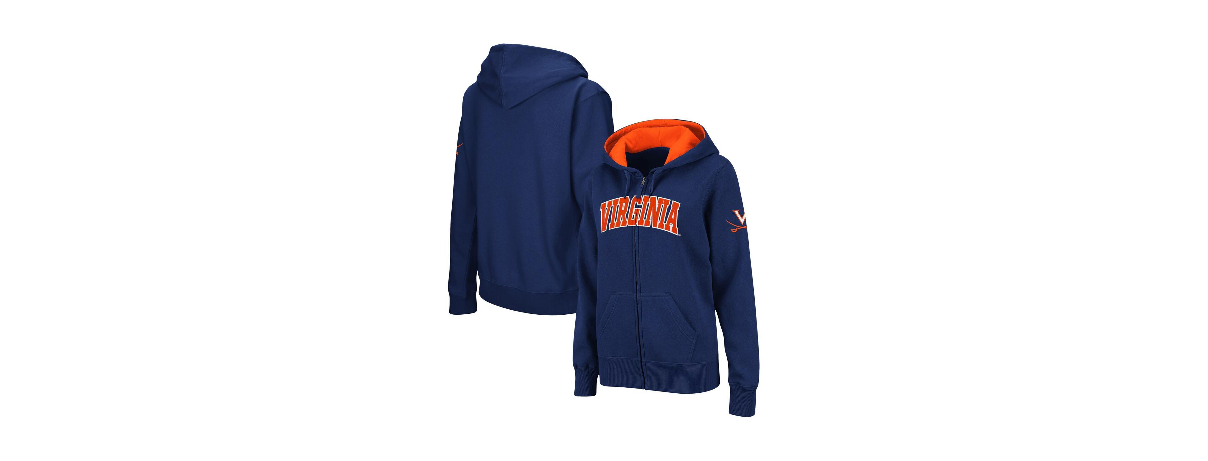 Women's Navy Virginia Cavaliers Arched Name Full-Zip Hoodie