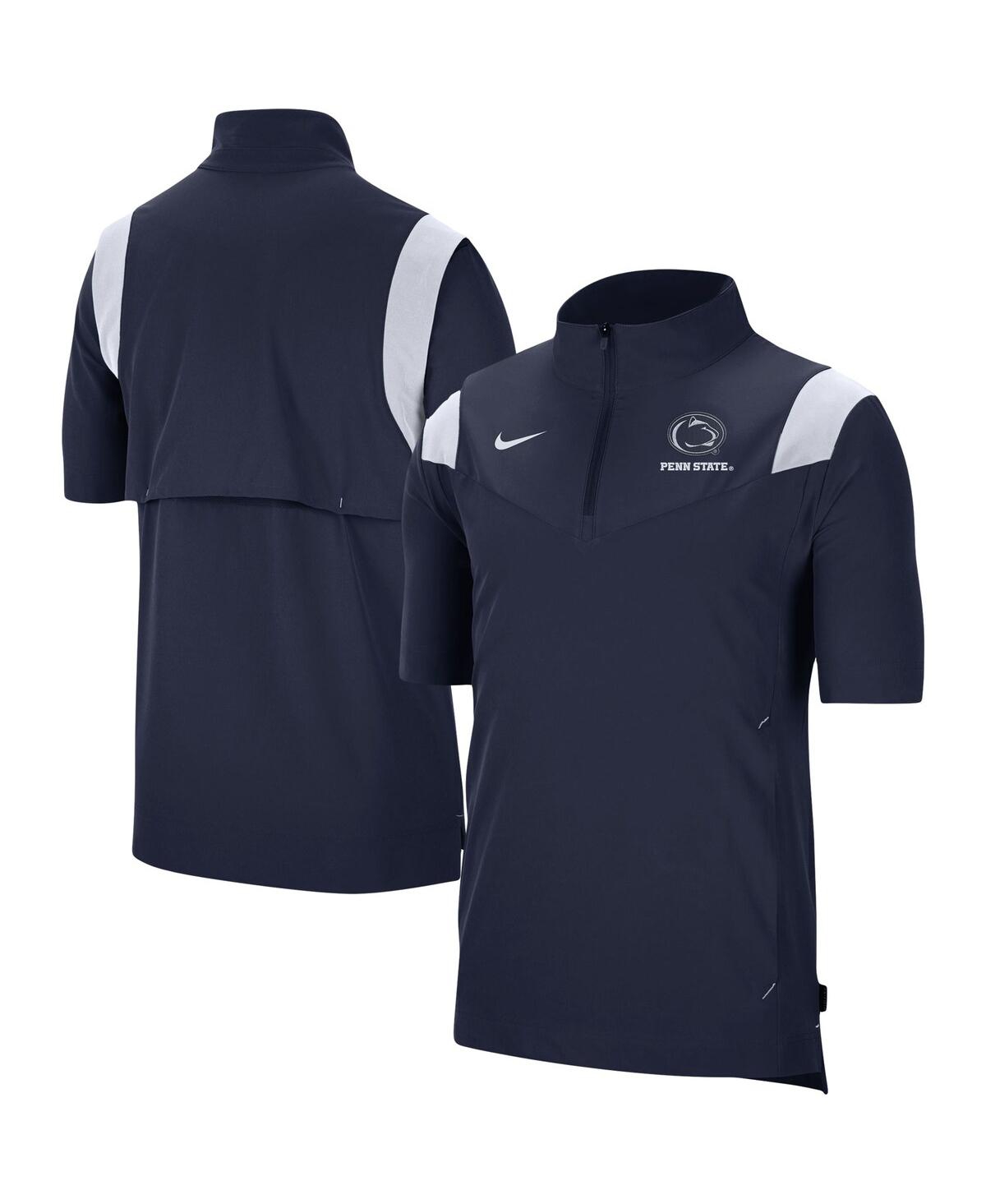 Nike Men's  Black Florida State Seminoles Coach Short Sleeve Quarter-zip Jacket In Navy