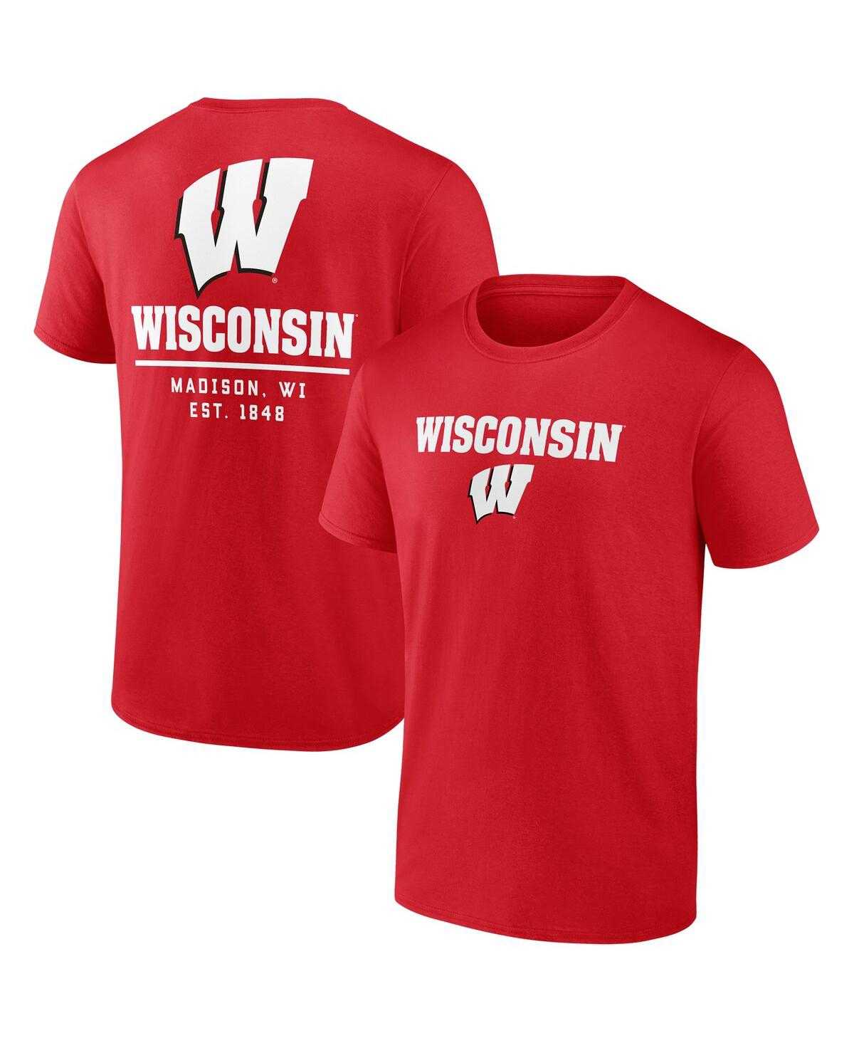 Shop Fanatics Men's  Red Wisconsin Badgers Game Day 2-hit T-shirt