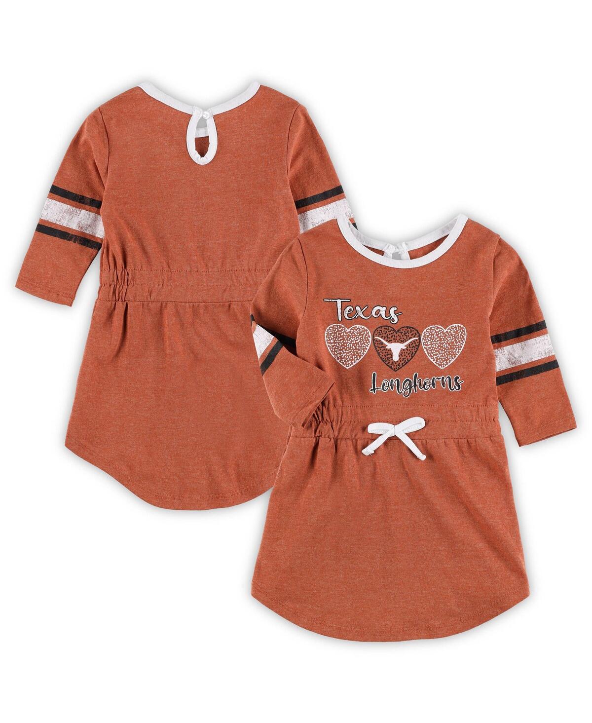 Colosseum Babies' Toddler Girls  Heathered Texas Orange Texas Longhorns Poppin Sleeve Stripe Dress