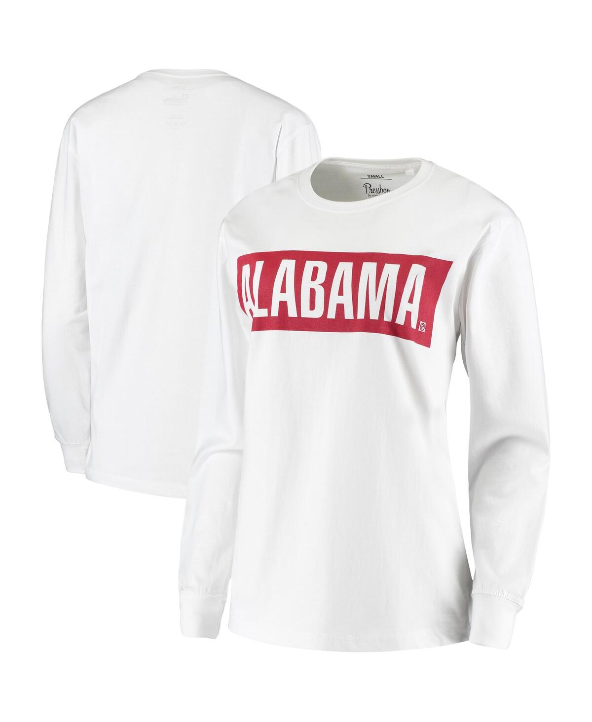 Shop Pressbox Women's  White Alabama Crimson Tide Big Block Whiteout Long Sleeve T-shirt