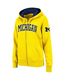 Women's Gold Michigan Wolverines Arched Name Full-Zip Hoodie
