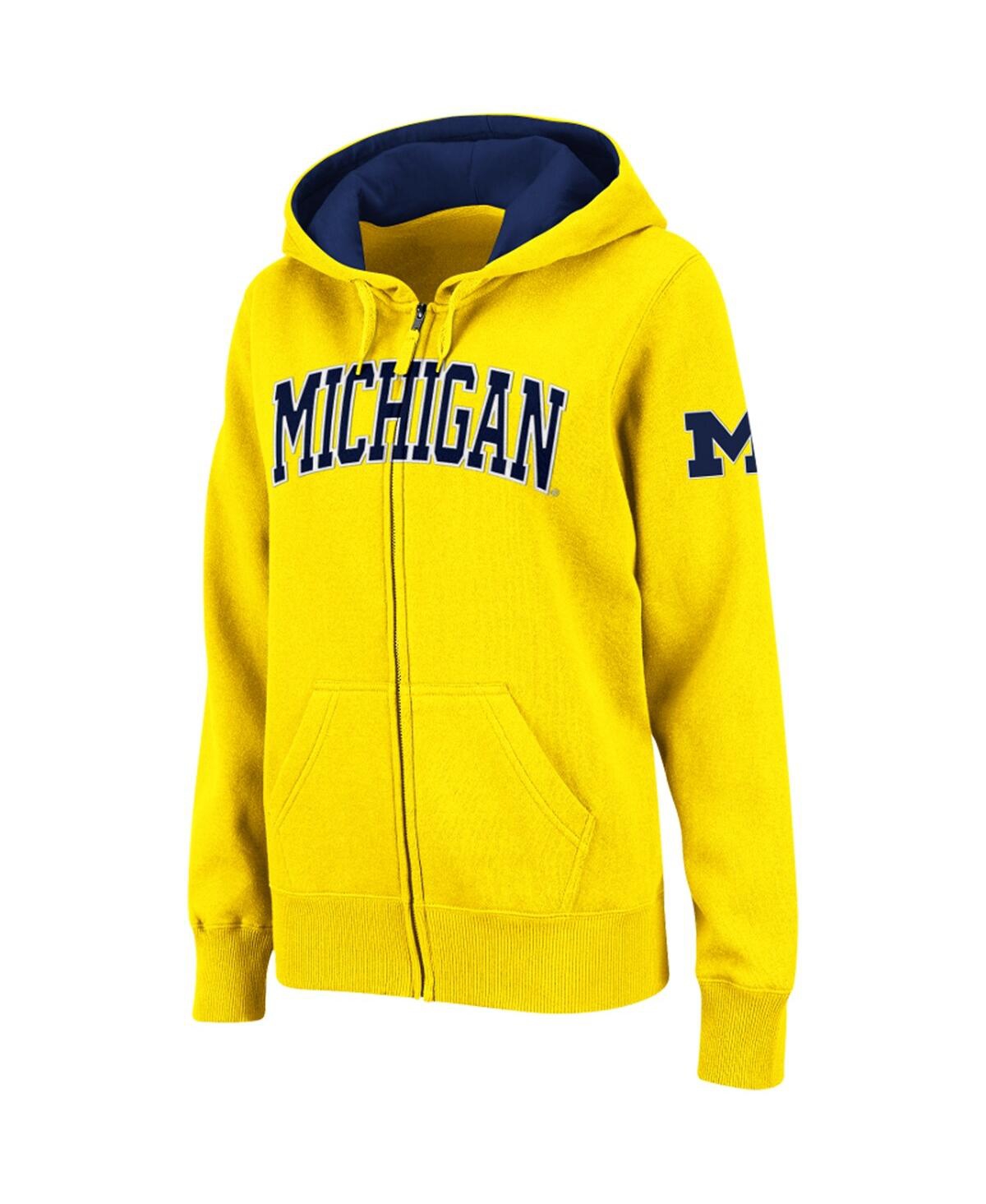 Colosseum Stadium Athletic Gold Michigan Wolverines Arched Name Full-zip Hoodie In Gold