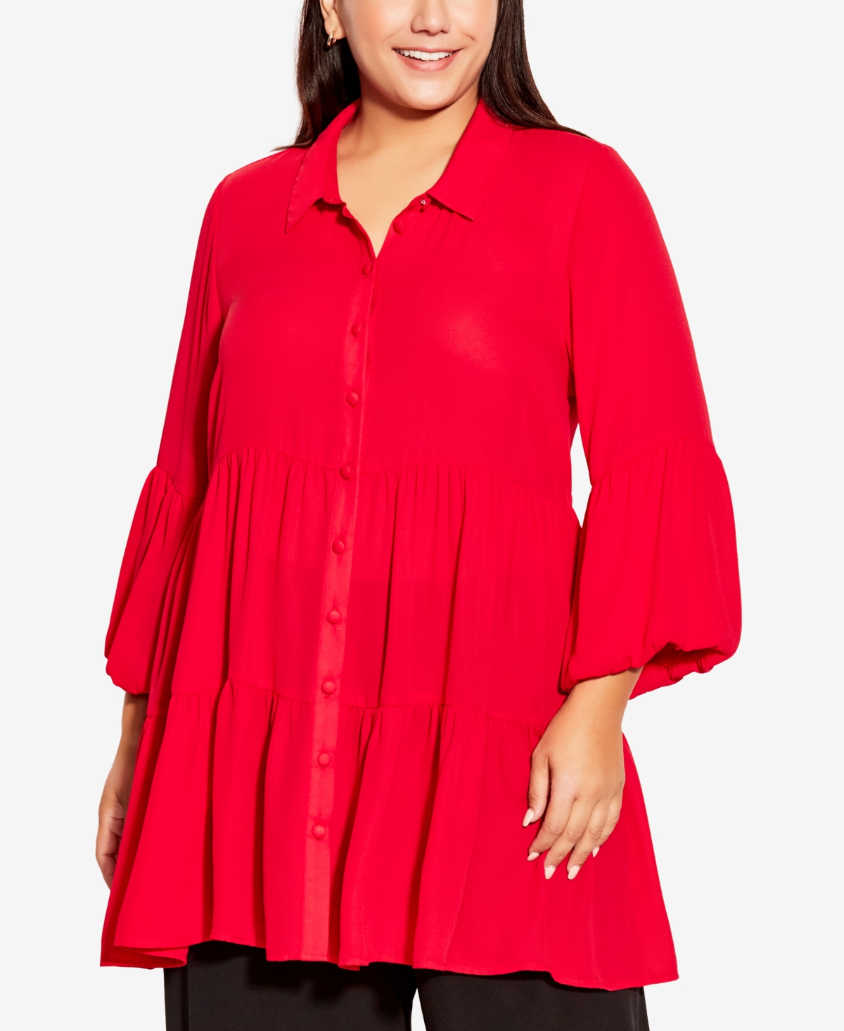 Shop Avenue Plus Size Enchant Tunic Top In Crimson