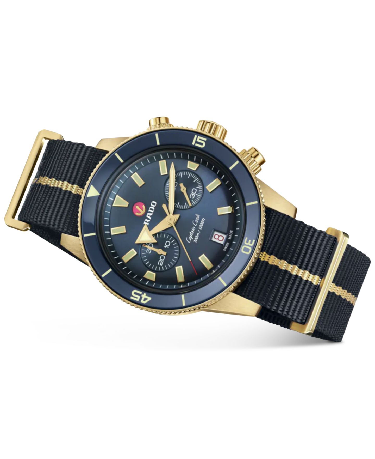 Мужские часы Rado Swiss Automatic Chronograph Captain Cook Blue Nato Strap Watch 43mm — фото 4