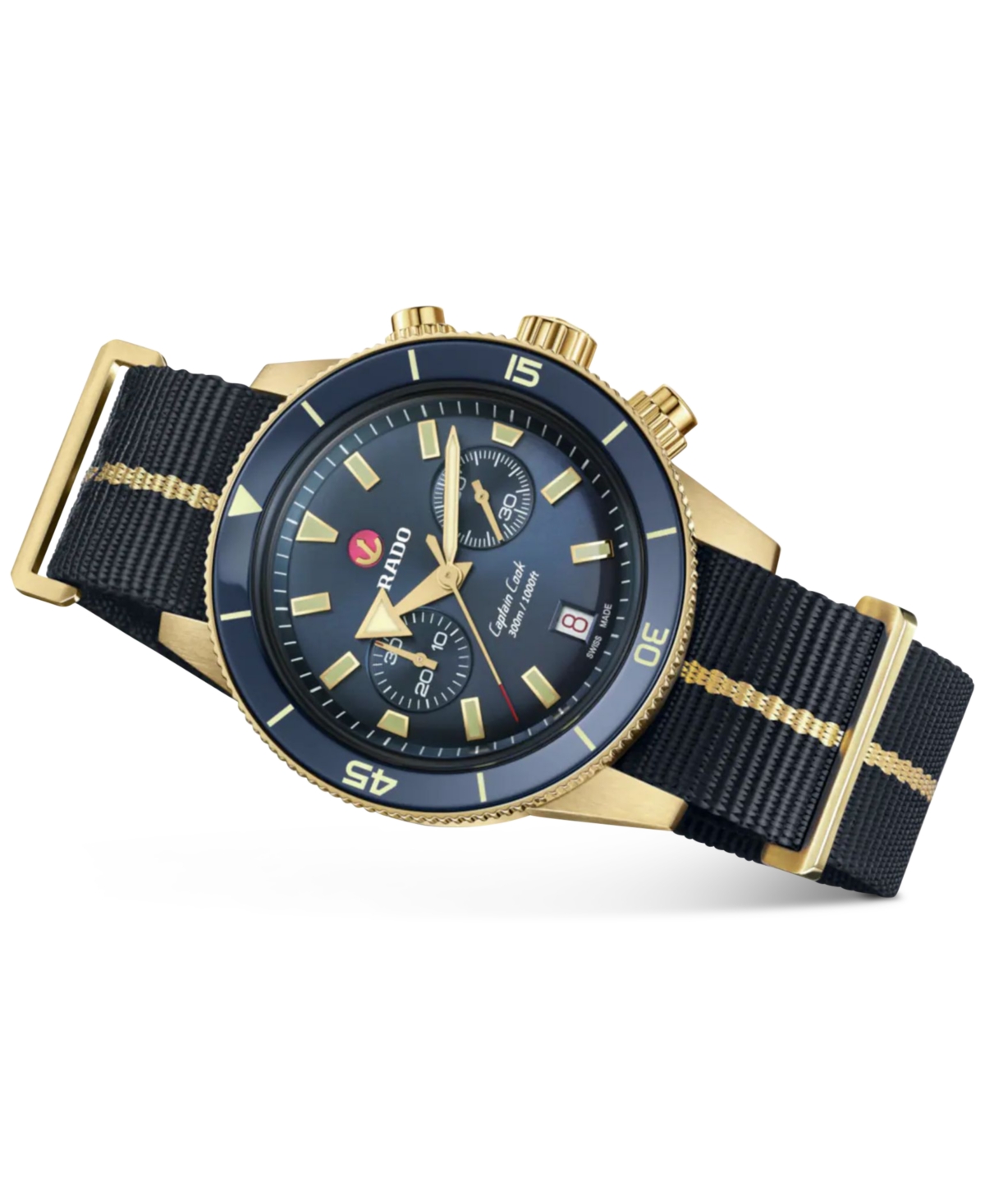 Shop Rado Men's Swiss Automatic Chronograph Captain Cook Blue Nato Strap Watch 43mm In No Color