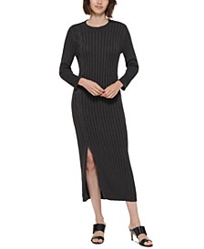 Ribbed-Knit Midi Sweater Dress