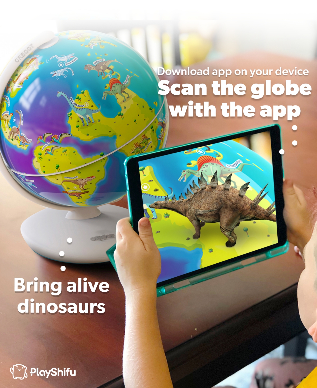 Shop Playshifu Orboot Dinos Educational Interactive Globe Set , 3 Pieces In Open Misce