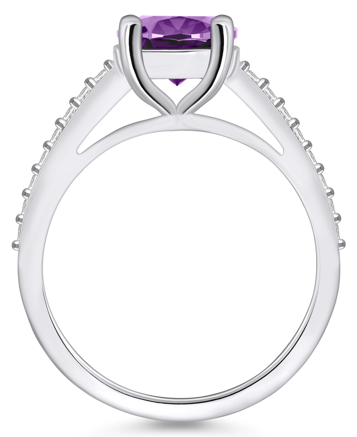 Macy's(2-1/2 ct. t.w.) and Diamond (1/4 ct. t.w.) Ring in 14K White Gold - Amethyst