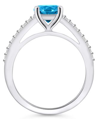 Blue Topaz (1-5/8 ct. t.w.) and Diamond (1/6 ct. t.w.) Ring in 14K White Gold