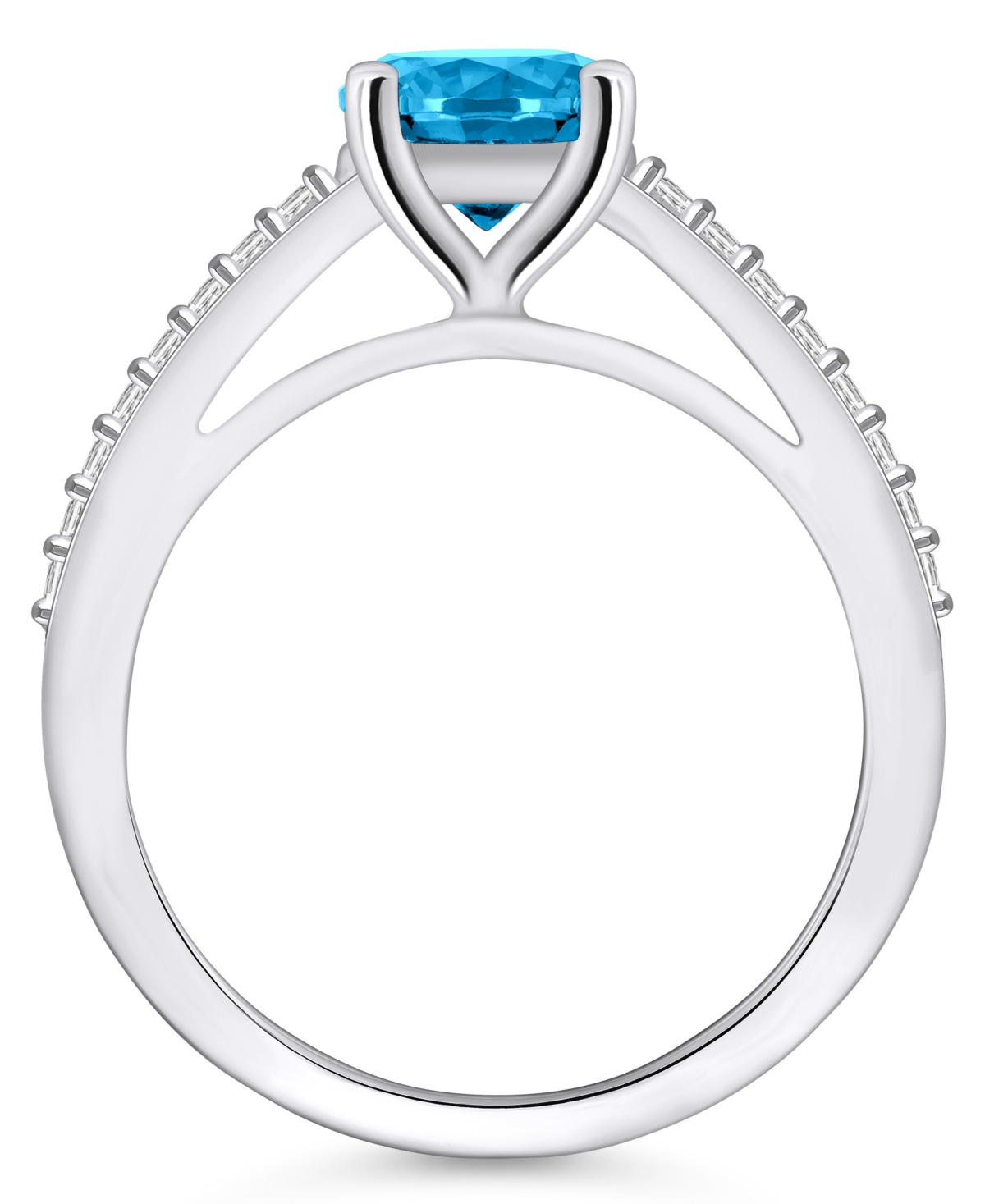 Macy's(1-5/8 ct. t.w.) and Diamond (1/6 ct. t.w.) Ring in 14K White Gold - Blue Topaz