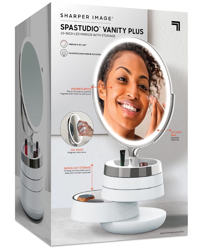 Sharper Image Spastudio Vanity Plus 10Inch LED Mirror with Storage