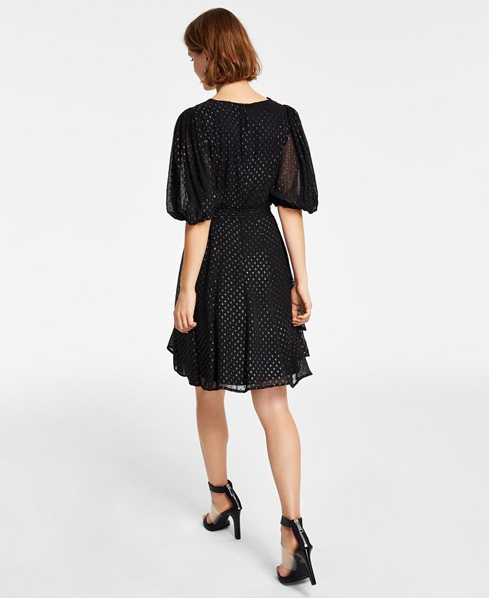DKNY Plus Size Ombré Printed Balloon-Sleeve Faux-Wrap Dress - Macy's