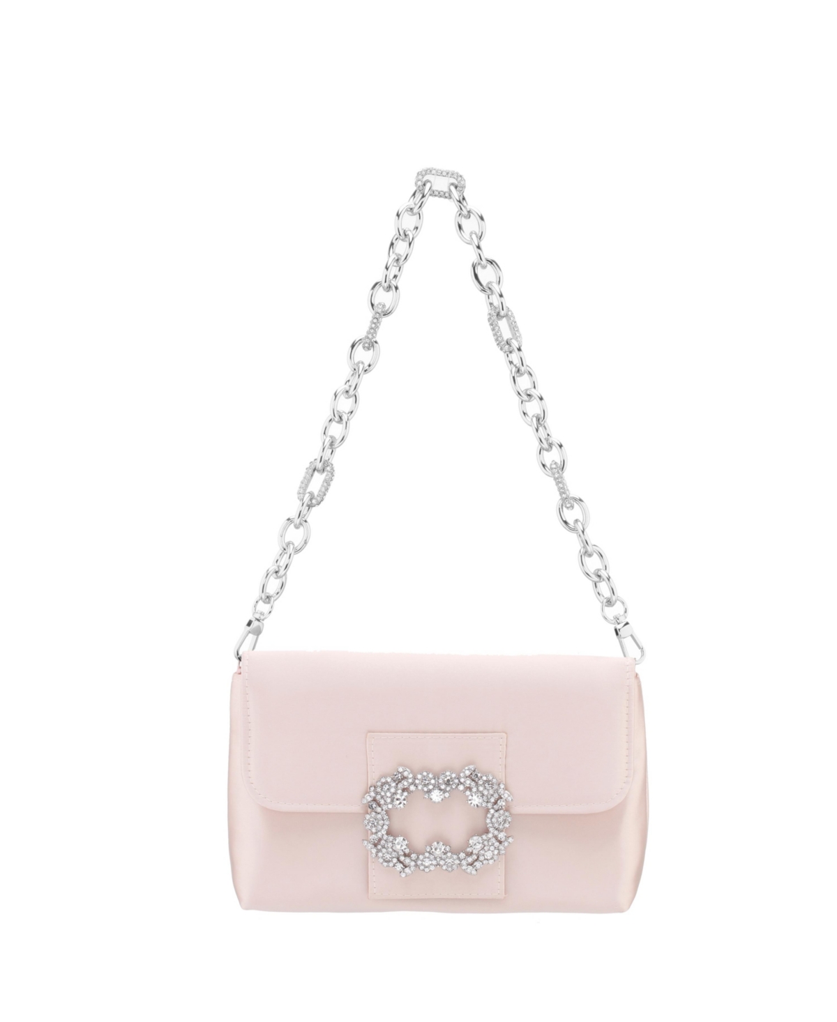 Women's Baguette Bag with Crystal Buckle Handbag - Pearl Rose