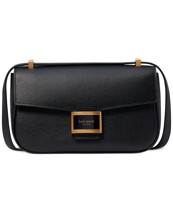 Kate Spade New York Katy Textured Leather Medium Shoulder Bag Black One  Size: Handbags