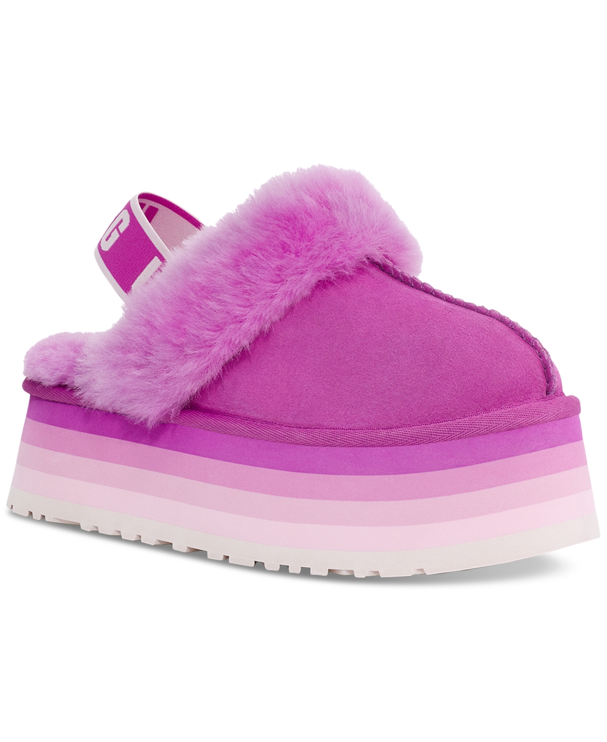 Ugg Women's Funkette Shearling Slingback Platform Slippers In Purple Ruby
