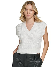 Women's X-Fit Cropped Cable Knit Sweater Vest