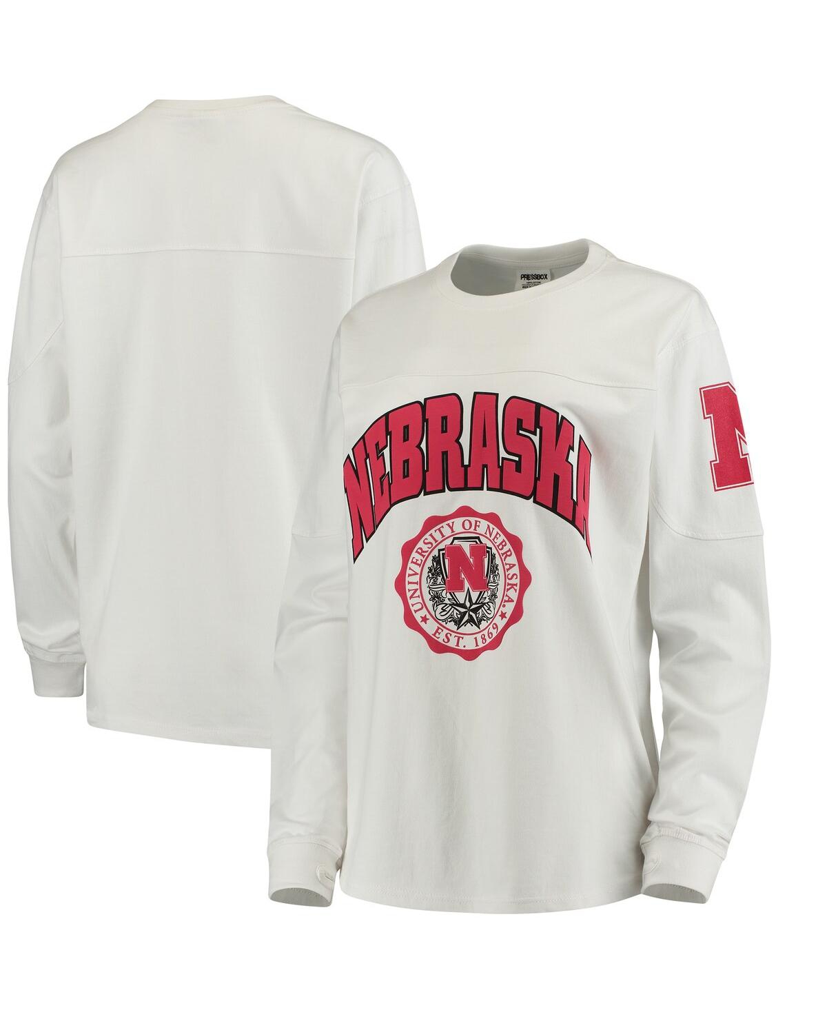 Shop Pressbox Women's White Nebraska Huskers Edith Long Sleeve T-shirt