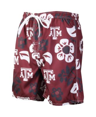 Men's Maroon Texas A&M Aggies Floral Volley Logo Swim Trunks