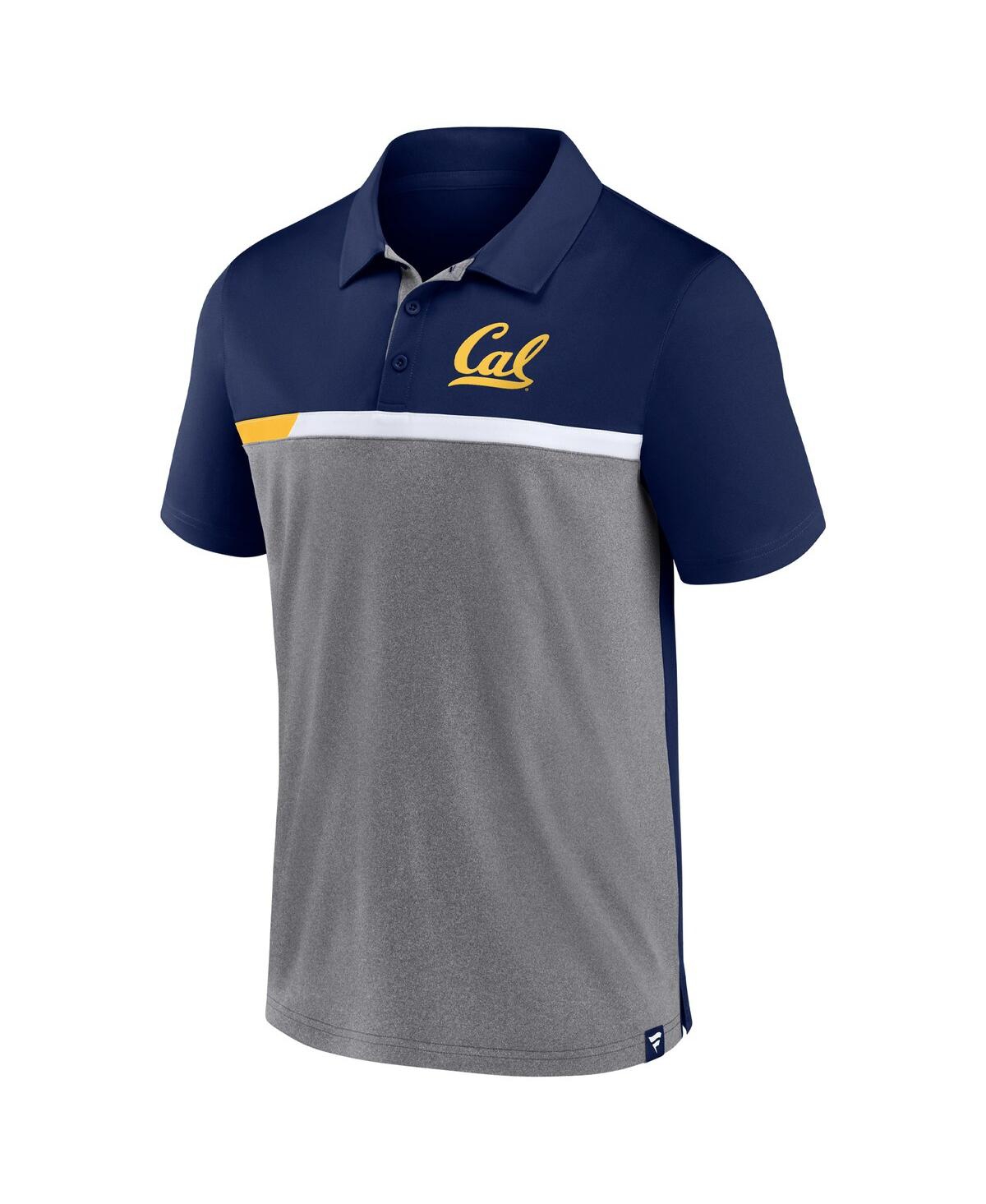Fanatics Men's  Navy And Heathered Gray Cal Bears Split Block Color Block Polo Shirt In Navy,heathered Gray