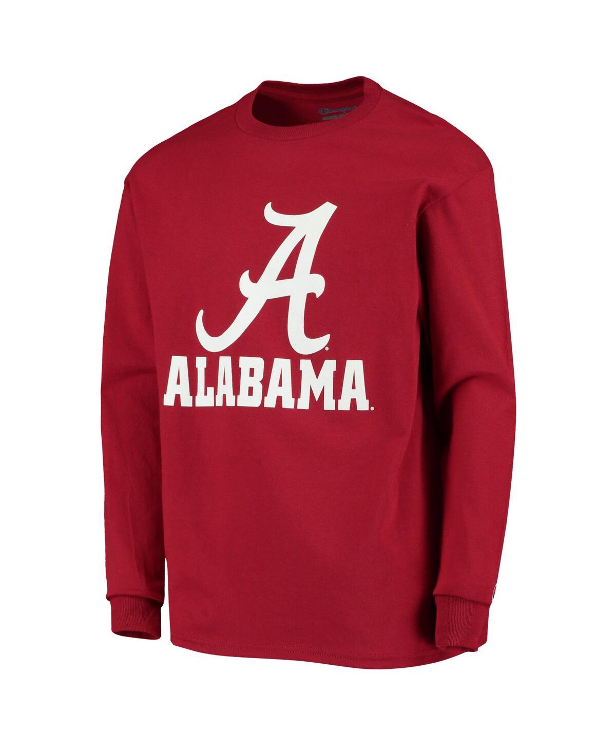 Shop Champion Big Boys  Crimson Alabama Crimson Tide Lockup Long Sleeve T-shirt