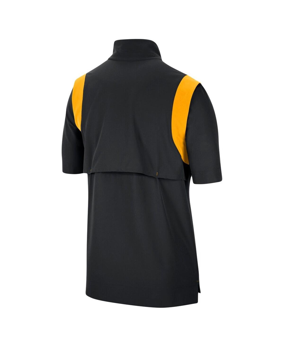 Men's NikeIowa Hawkeyes Coach Short Sleeve Quarter-Zip Jacket - Black