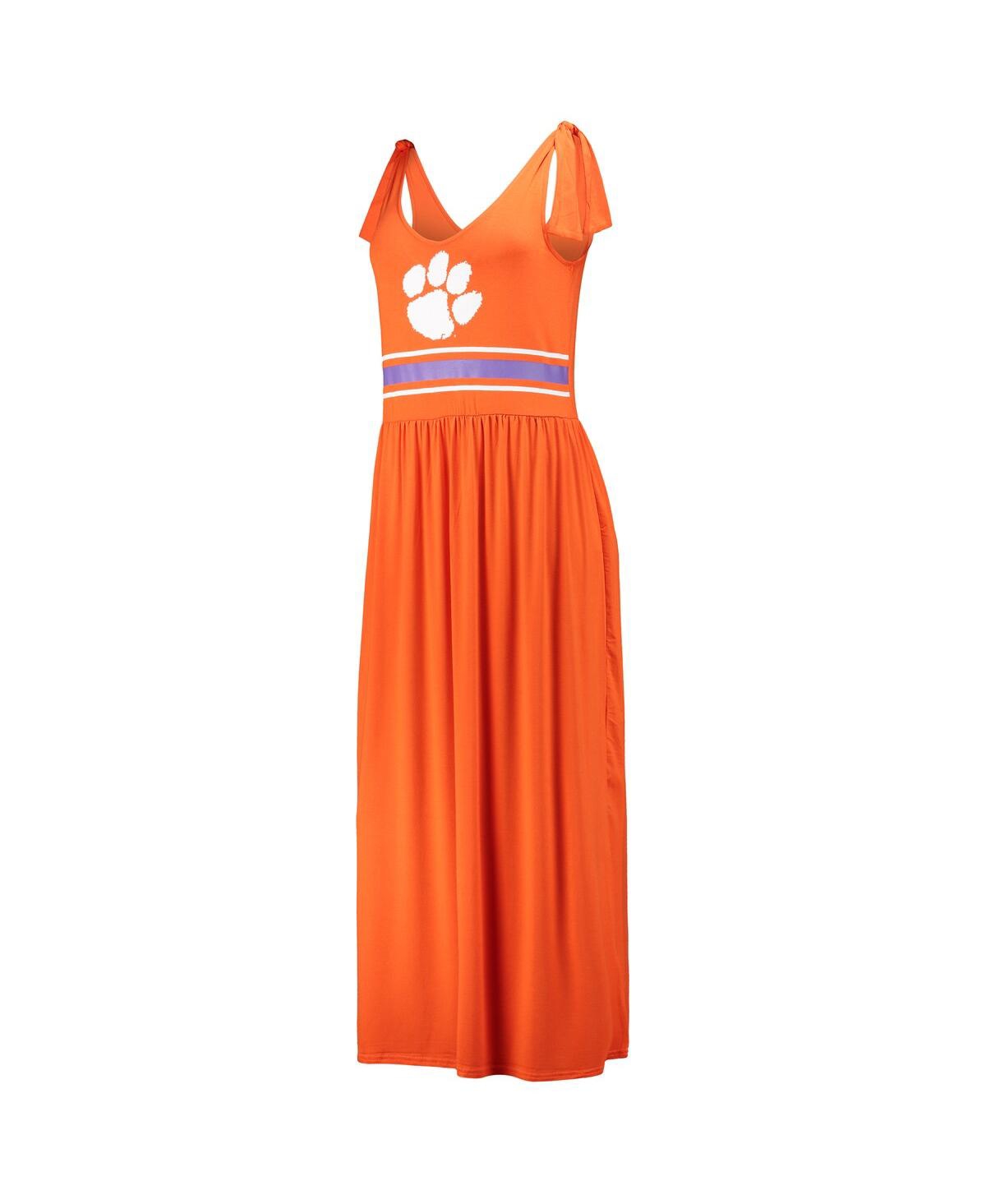 Shop G-iii 4her By Carl Banks Women's  Orange Clemson Tigers Game Over Scoop Neck Maxi Dress