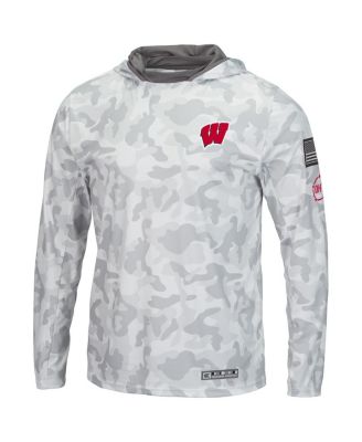 Men's Arctic Camo Wisconsin Badgers OHT Military-Inspired Appreciation Long Sleeve Hoodie Top