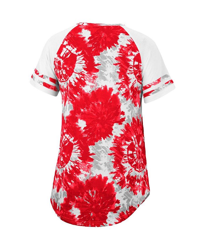 Colosseum Women S Red White Wisconsin Badgers Annie Oversized Tie Dye Raglan T Shirt Macy S