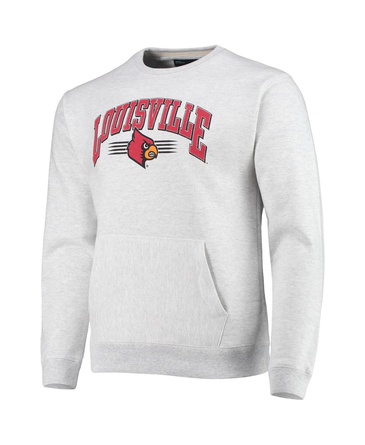 Shop League Collegiate Wear Men's  Heathered Gray Louisville Cardinals Upperclassman Pocket Pullover Sweat
