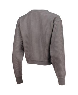 Women's Charcoal Clemson Tigers Corded Timber Cropped Pullover Sweatshirt