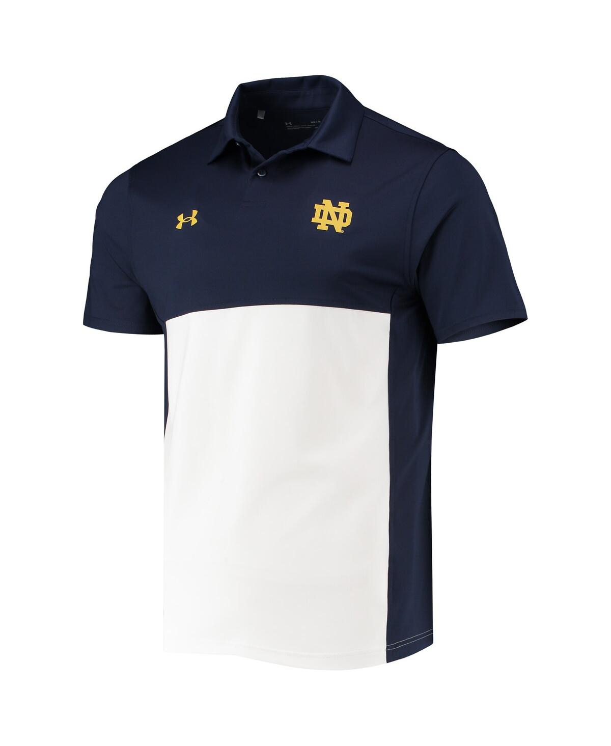 Shop Under Armour Men's  Navy, White Notre Dame Fighting Irish 2022 Blocked Coaches Performance Polo Shirt In Navy,white