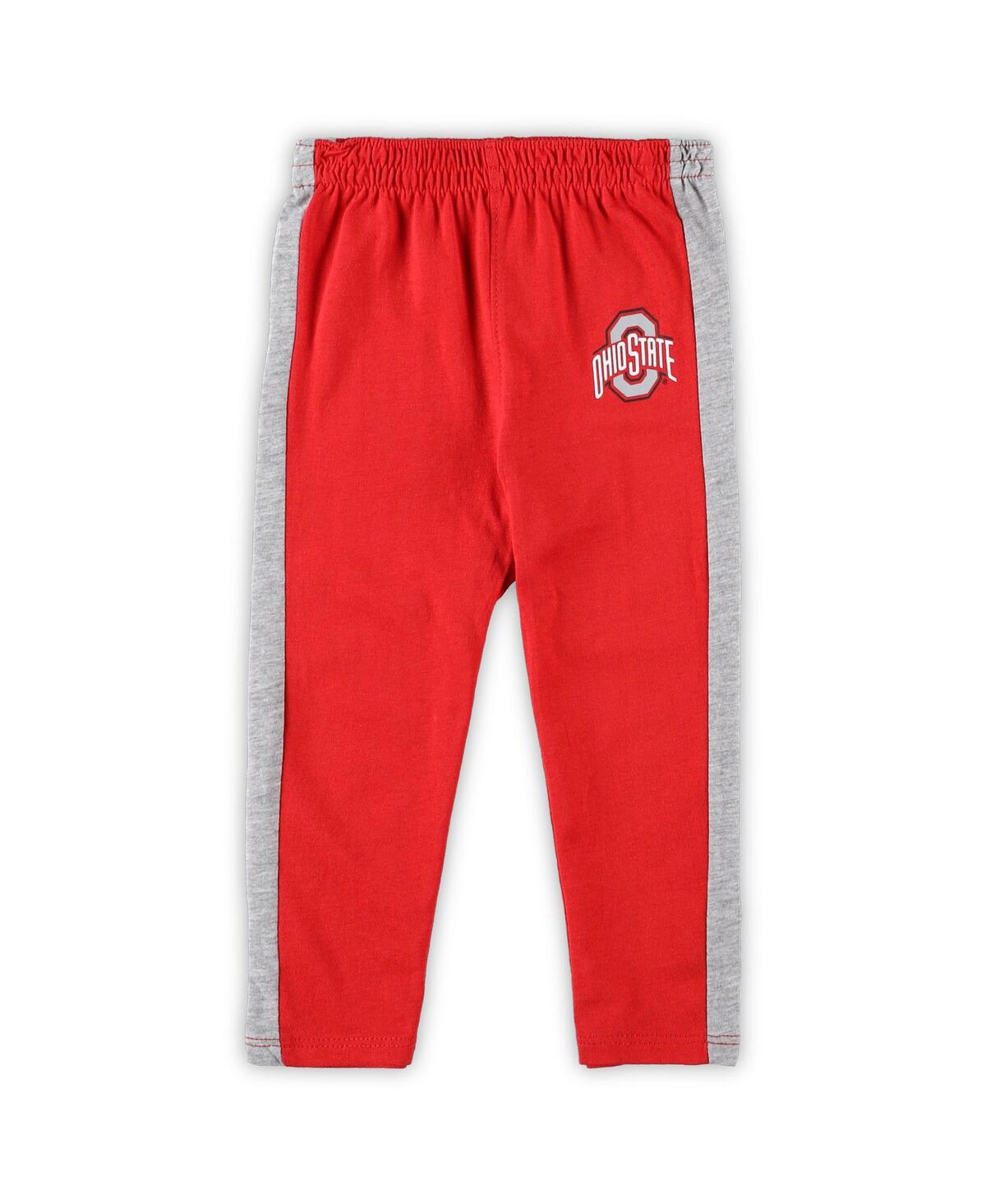 Shop Outerstuff Infant Boys And Girls Heathered Gray, Scarlet Ohio State Buckeyes Little Kicker Long Sleeve Bodysuit In Heathered Gray,scarlet