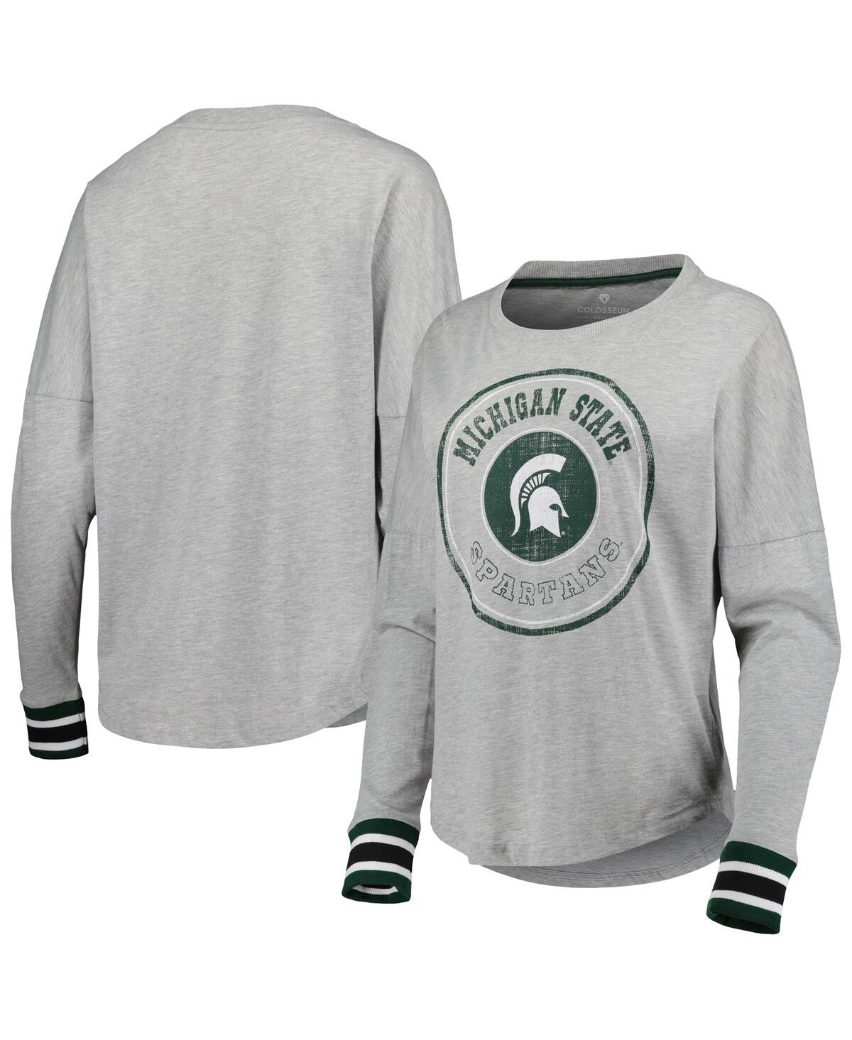 Shop Colosseum Women's  Heathered Gray Michigan State Spartans Andy Long Sleeve T-shirt