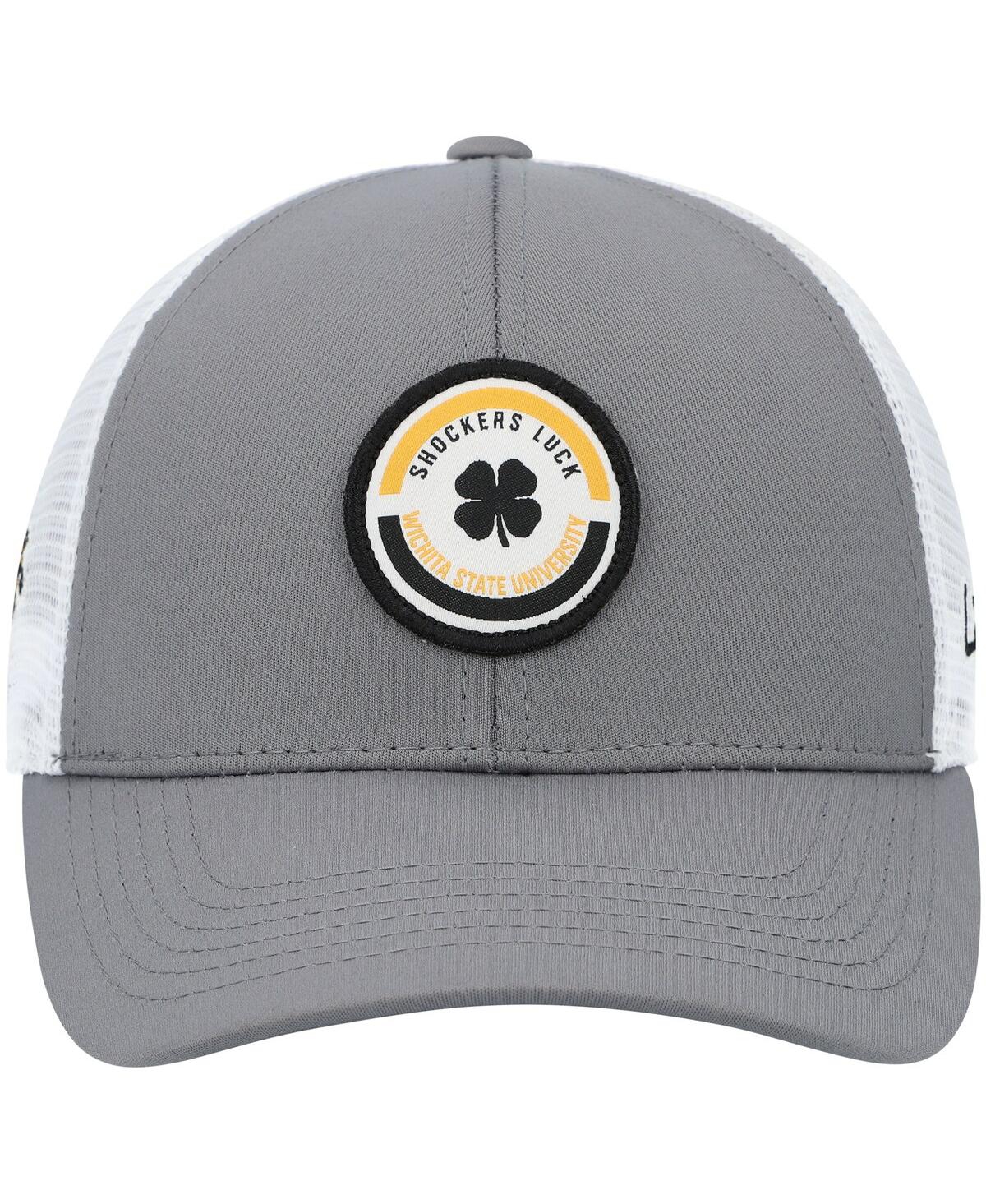 Shop Black Clover Men's Gray, White Wichita State Shockers Motto Trucker Snapback Hat In Gray,white
