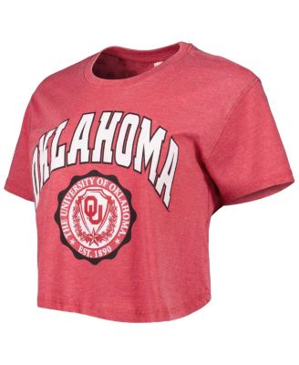 Women's Crimson Oklahoma Sooners Edith Vintage-Like Burnout Crop T-shirt