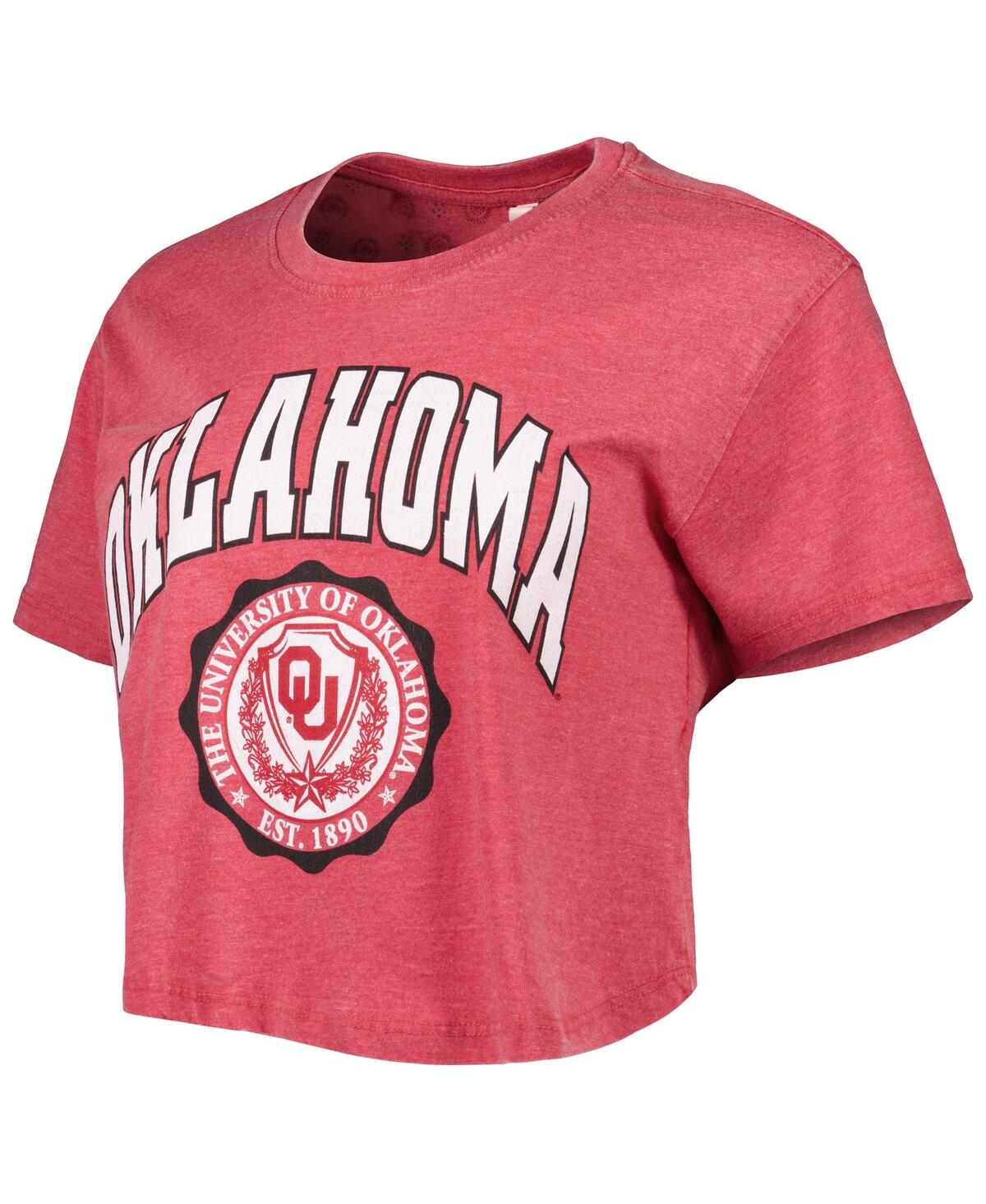 Shop Pressbox Women's  Crimson Oklahoma Sooners Edith Vintage-like Burnout Crop T-shirt