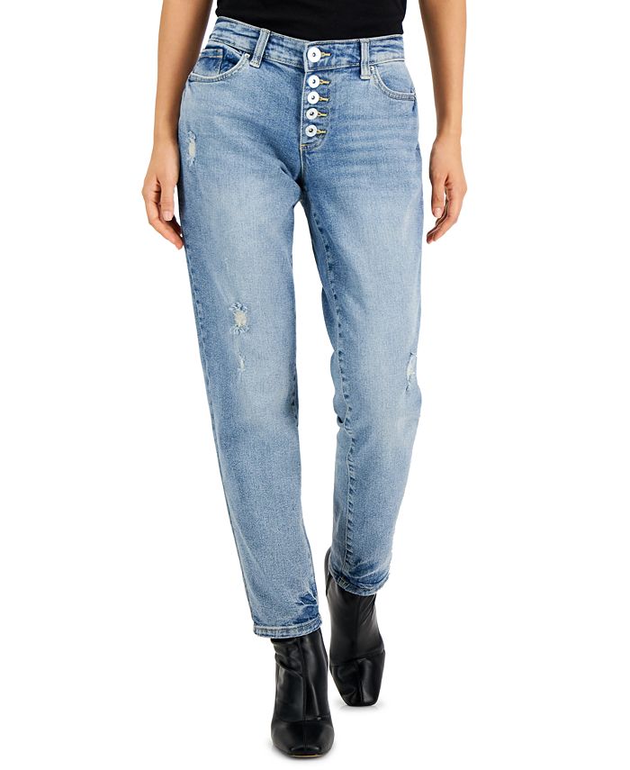 Mid rise button fly hot sale jeans