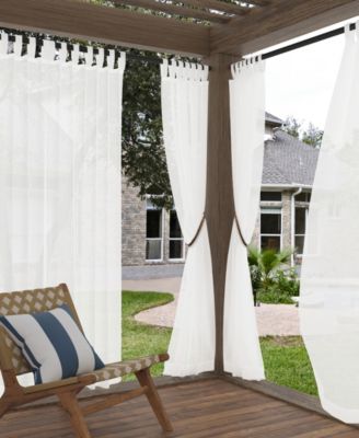 Shop No. 918 Amina Open Weave Indoor Or Outdoor Sheer Tab Top Curtain Panel Collection In White