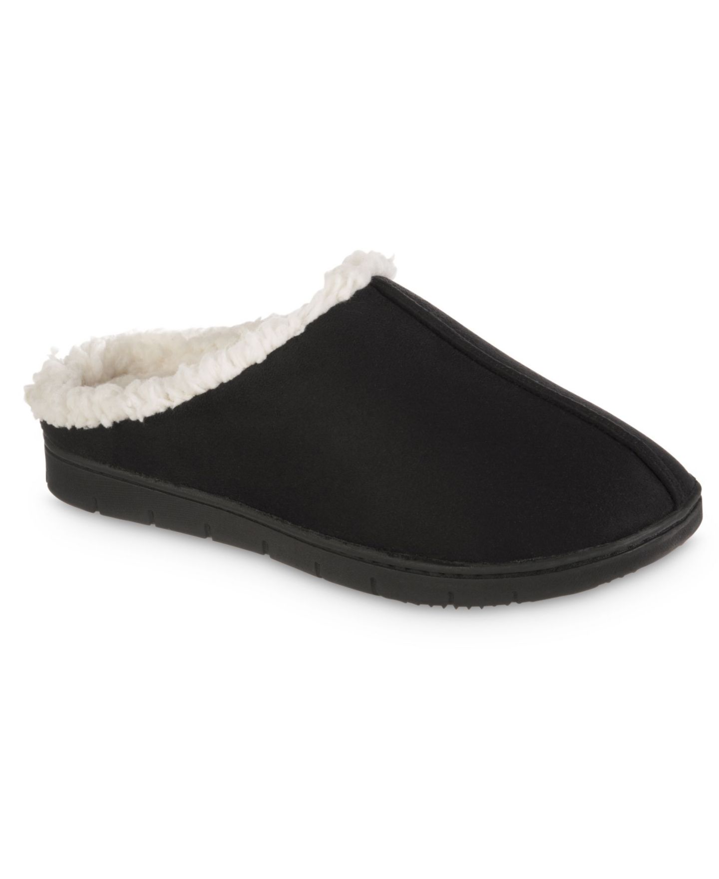 Женские тапочки Isotoner Signature Microsuede Rory hoodback Comfort Slippers, цвет: Чёрный — фото 1