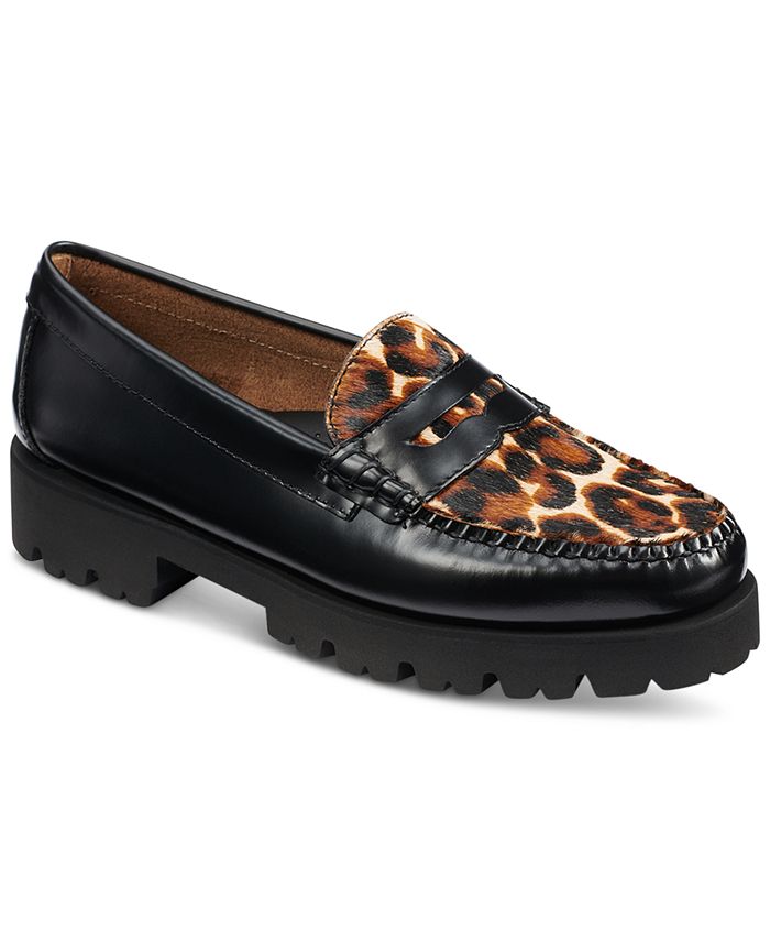 G.H.BASS Women's Whitney Lug Leopard Loafer Flats