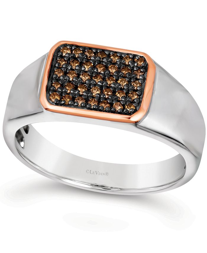 Le Vian - Men's Diamond Ring (1/3 ct. t.w.) in Sterling Silver & 14k Rose Gold