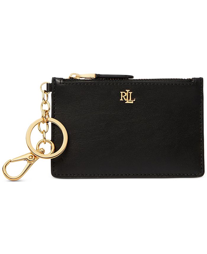 Lauren Ralph Lauren Women's Leather Zip Card Case, Black
