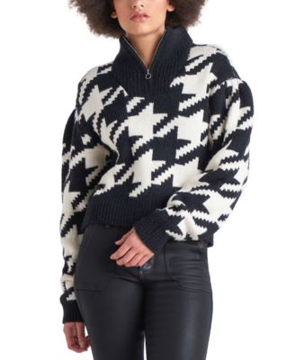 Black Tape - Women's Herringbone Zip-Up Turtleneck Sweater