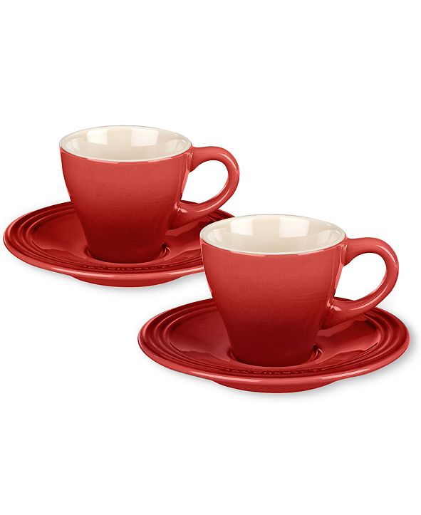 Le Creuset Set of 2 Espresso Cups and Saucers & Reviews Glassware