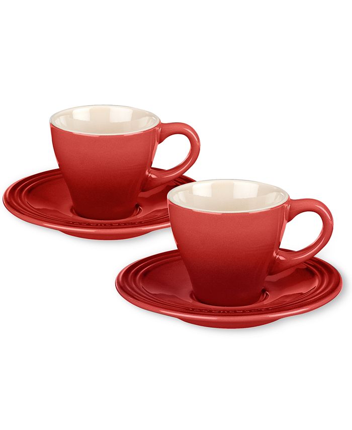 Le Creuset - Set of 2 Truffle Espresso Cups and Saucers