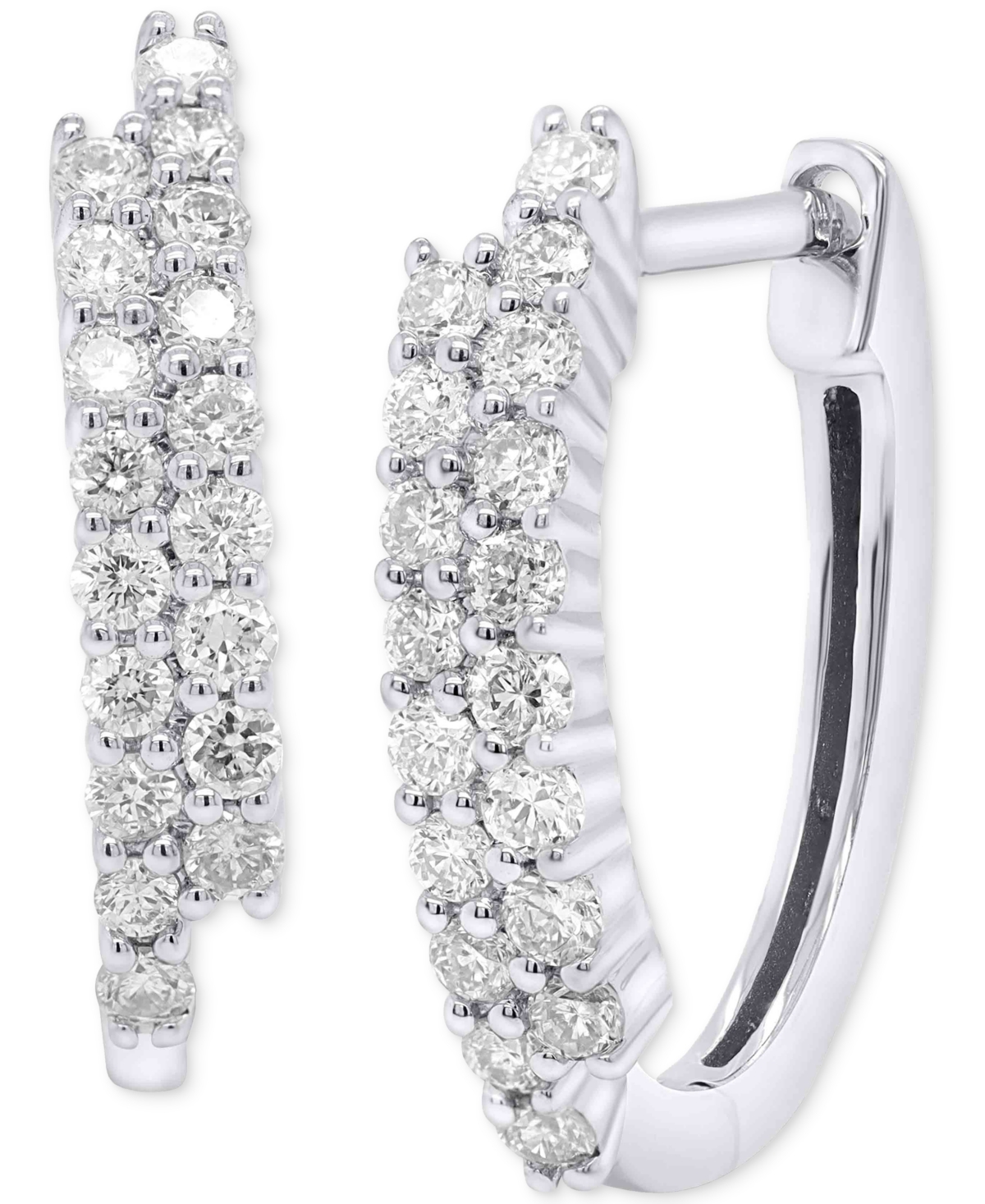Forever Grown Diamonds Lab-Created Diamond Asymmetric Two Row Hoop Earrings (1/2 ct. t.w.) in Sterling Silver