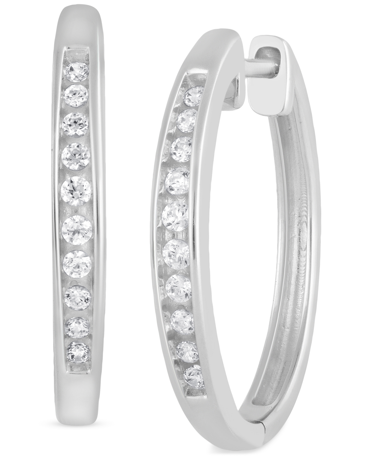 Lab-Created Diamond Small Hoop Earrings (1/4 ct. t.w.) in Sterling Silver - Sterling Silver